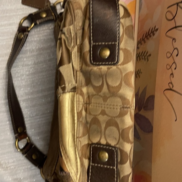 GUC Coach Brown and Gold Patchwork Purse - Picture 6 of 12